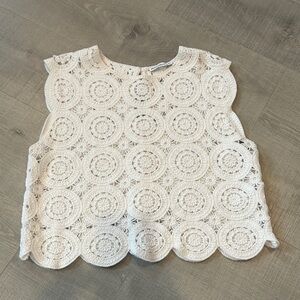Abercrombie & Fitch Cream Mosaic Tile Crochet Top